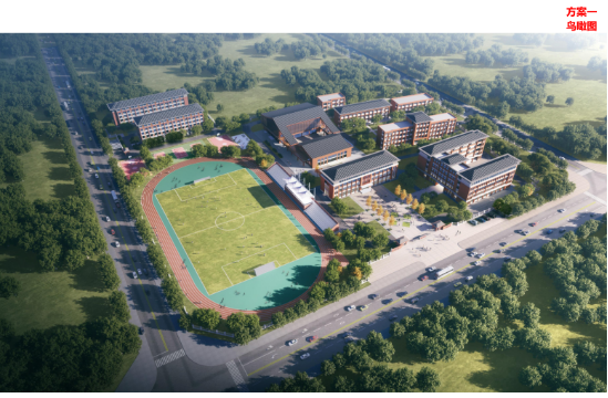 平面图,鸟瞰图联系电话:0554-4990985,0554-4993519广岩中学改扩建